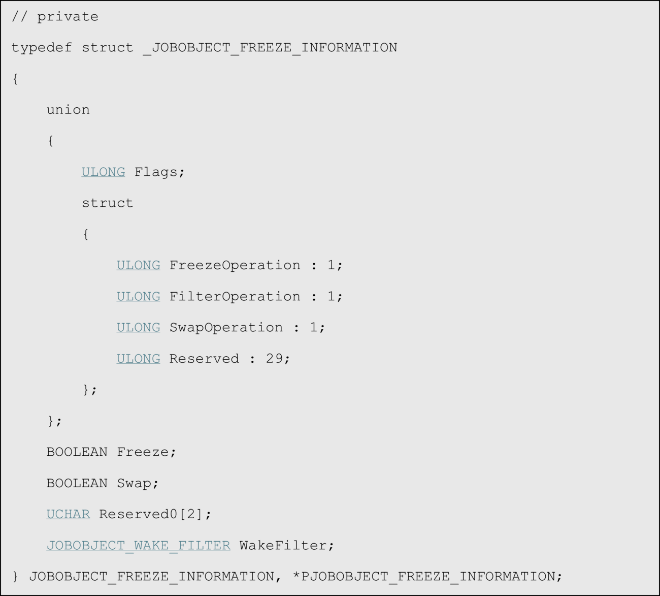 Aufbau der Struktur _JOBOBJECT_FREEZE_INFORMATION