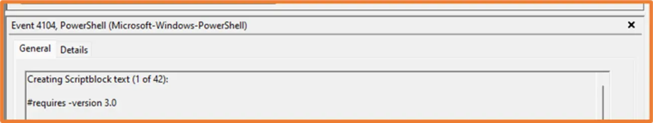 Snippet from Event Log Viewer of a long 4104 Event ID
