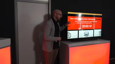 Person präsentiert Ransomware-Angriff