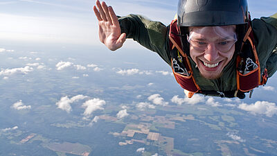 Skydiver in freefall
