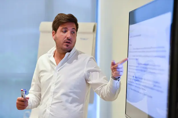 A man giving a training about cybersecurity