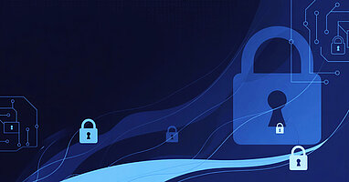 Illustration of several locks in a futuristic digital style, title image of the blog "Expert recommends: Prepare for PQC now" published on the cyber security expert blog The Hacker News