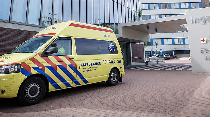 ambulance in front of hospital