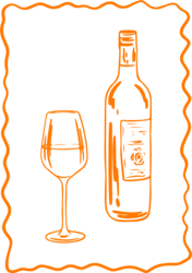 Illustration Weinflasche und Weinglas