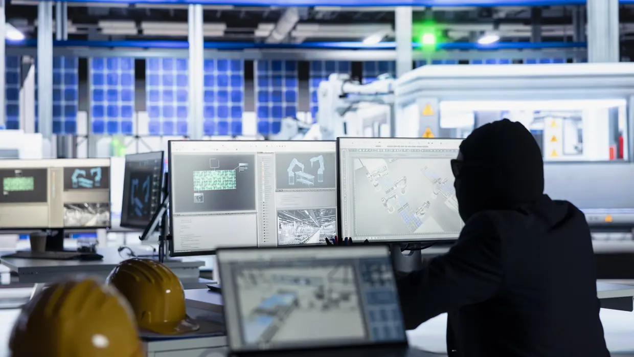 OT security professional looking at screen