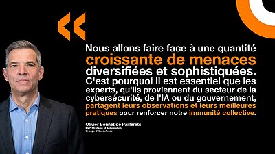 Olivier Bonnet de Paillerets commente la contribution d'Orange Cyberdefense à l'INTAiC. Olivier Bonnet de Paillerets d'Orange Cyberdefense s'exprime sur l'initiative INTAiC.