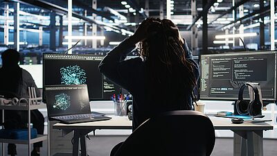 Frustrated cybersecurity person during incident