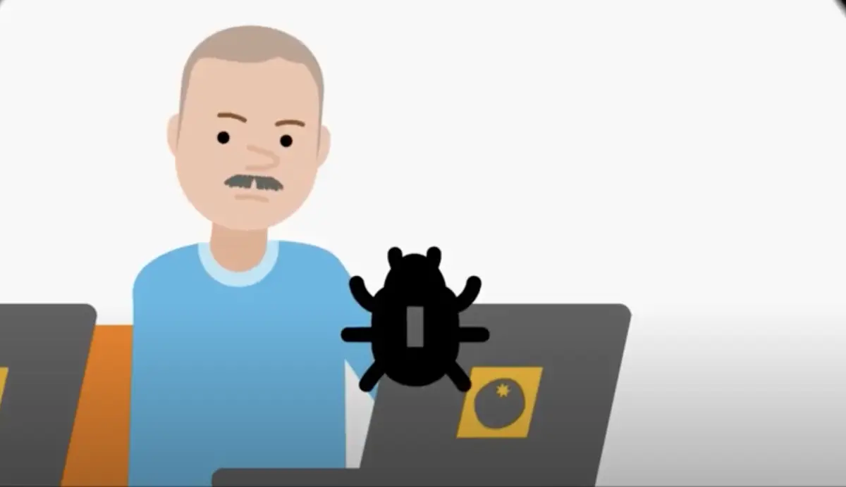 illustration d'un homme devant un ordinateur infecté