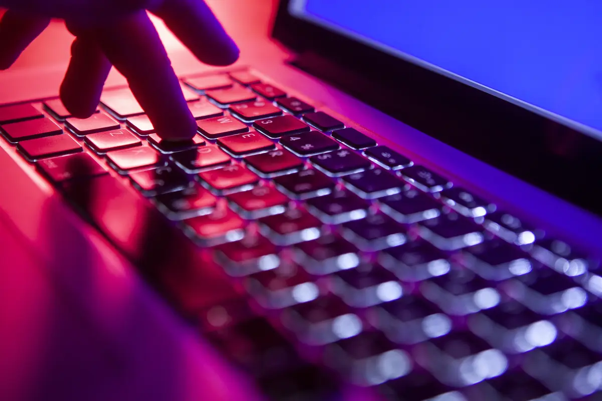 Typing on a laptop keyboard