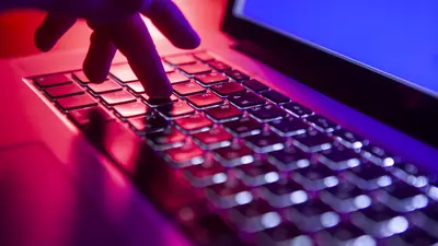 Typing on a laptop keyboard
