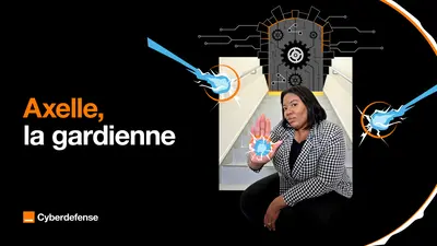 Un montage visuel représentant une collaboratrice d'Orange Cyberdefense. 