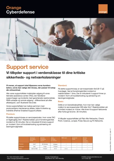 Support Service datasheet