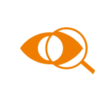 Icône représentant un oeil qui regarde dans une loupe