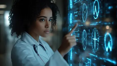 Woman looking at medical screen