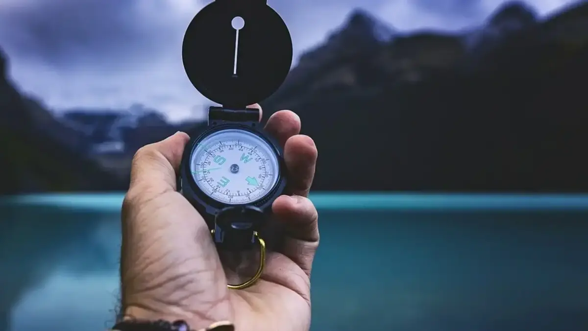 photo compass in a lake