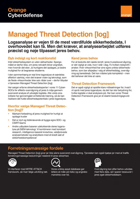 Managed Threat Detection Log datasheet