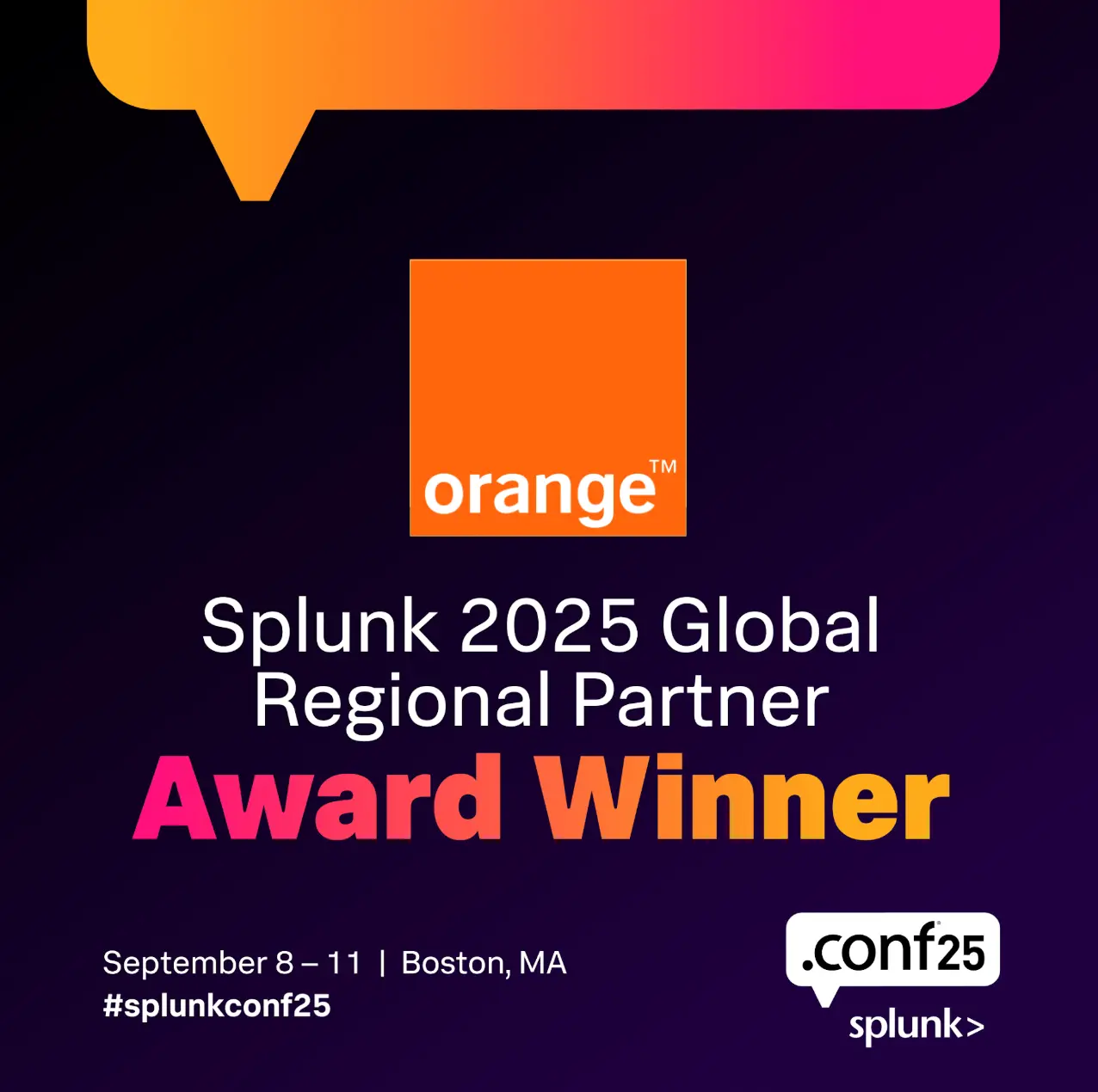 Orange_Splunk 2025 Global Regional Partner Award Winner