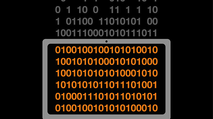 graphic image of code on desktop