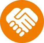 heart shape supporting hands - orange icon