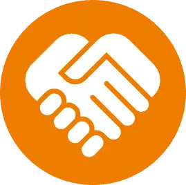 heart shape supporting hands - orange icon