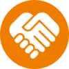 heart shape supporting hands - orange icon