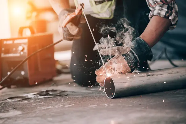 Close-up of a welding process