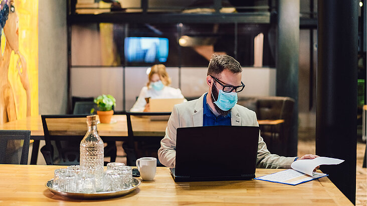 man working with face mask