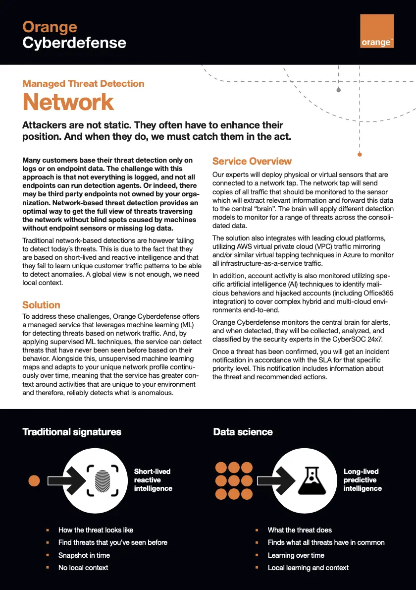 Första sidan av Network Detection and Response faktablad