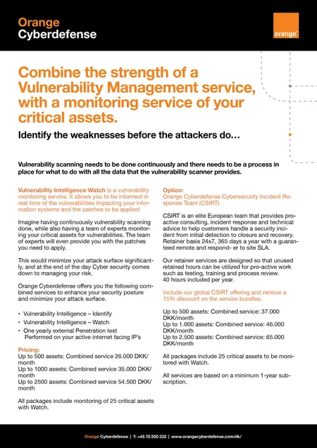 Combined Vulnerability service datasheet