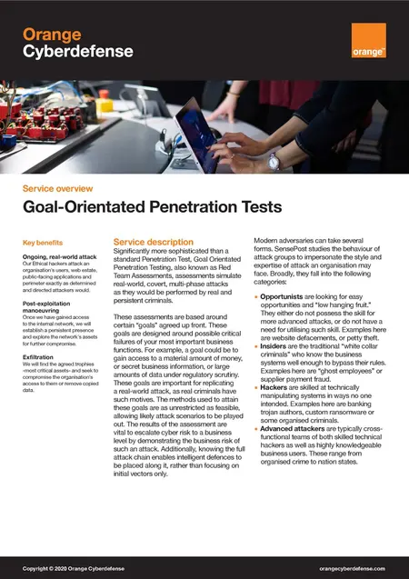 Red Team Pentest datasheet