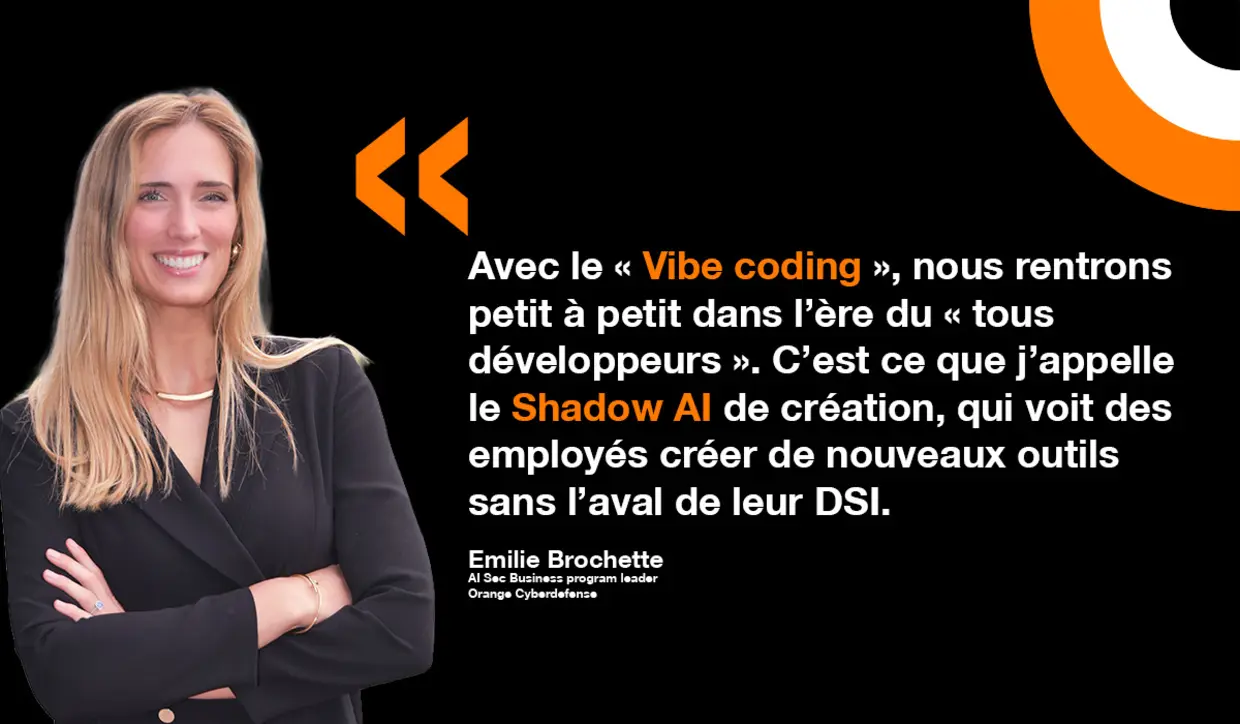 Mieux connaître les risques du Shadow AI avec Emilie Brochette. Emilie Brochette explique les différents risques liés à la démocratisation des plateformes IA au sein des entreprises.