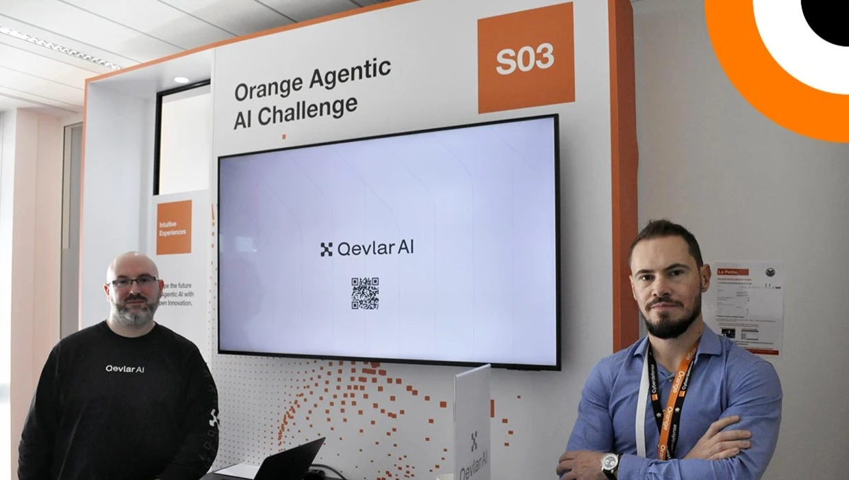 Vivien Mura, CTO d'Orange Cyberdefense, et Jean-Baptiste Guglielmine, Sales engineer director chez Qevlar AI, lors d'un interview