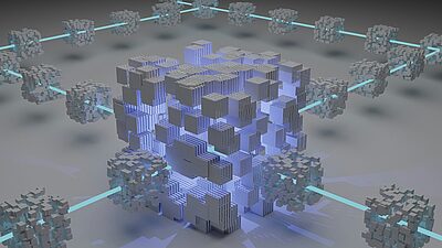 Un schéma isométrique qui représente des blocs de données. 