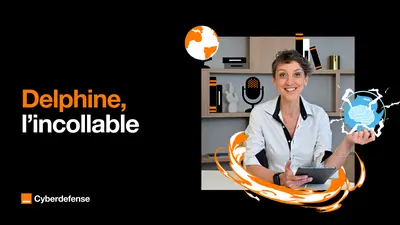 Un montage visuel représentant une collaboratrice d'Orange Cyberdefense. 