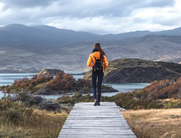Girl walking path