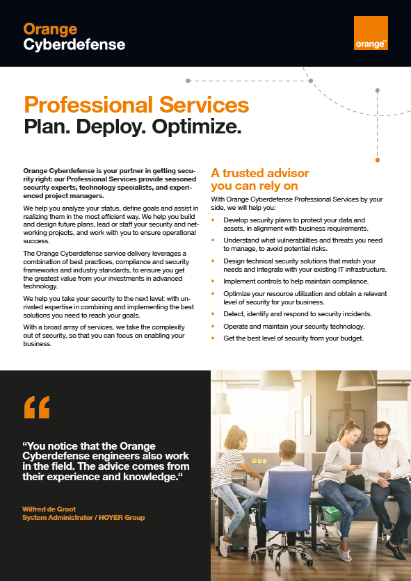 Framsida av Professional Services faktablad